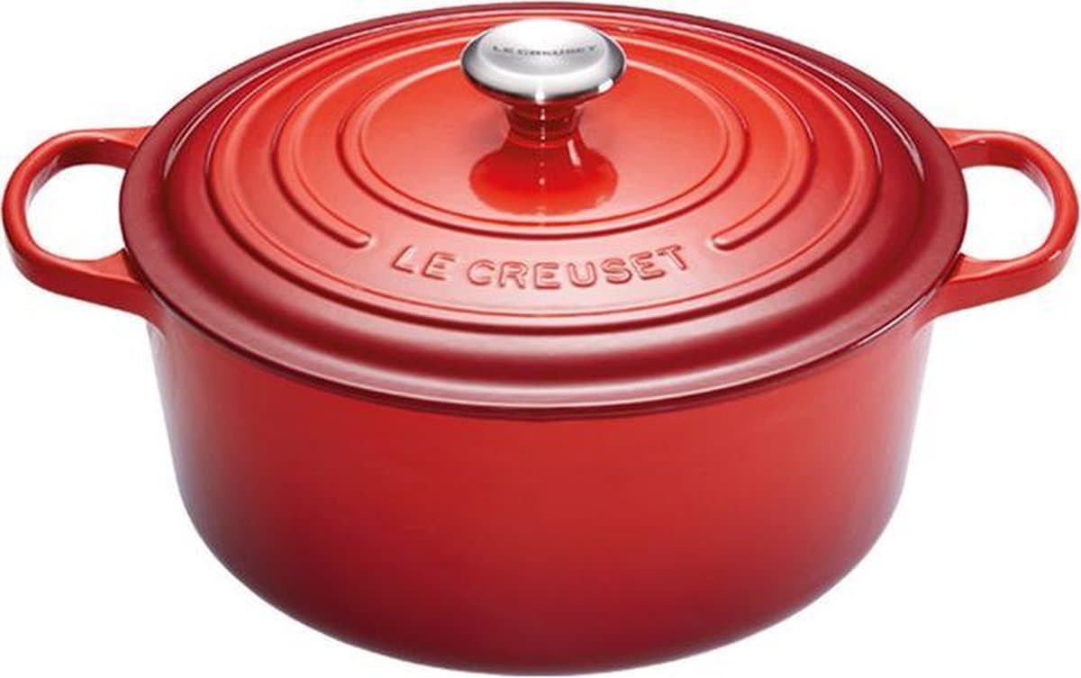 Le Creuset Braadpan Signature Kersenrood – Ø 30 cm / 8,1 Liter – XL Ronde Gietijzeren Braadpan – In Iconisch Rood – Voor Grote Gezinsgerechten en Langzaam Garen – Oven- en Inductiegeschikt – Tijdloos Frans Design