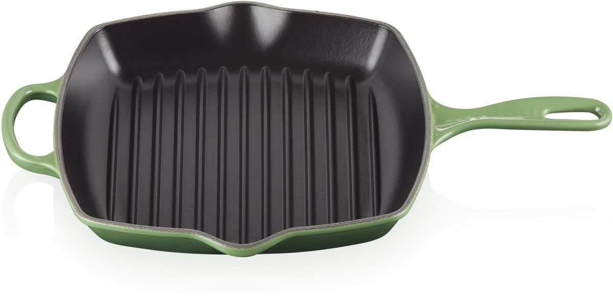 Le Creuset - gietijzeren vierkante grillpan - 26cm - Bamboo Groen