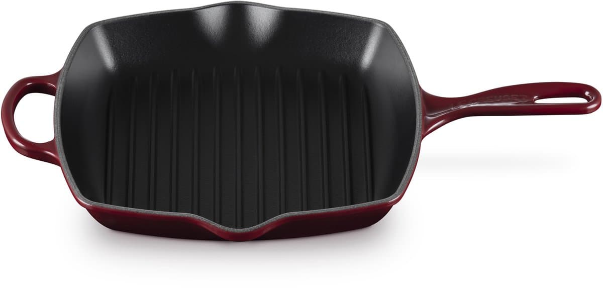 Le Creuset Grillpan Signature - Garnet - 26 x 26 cm - Geëmailleerde Anti-aanbaklaag - Duurzaam, Vaatwasserbestendig en Perfect voor Gezond Grillen en Bakken