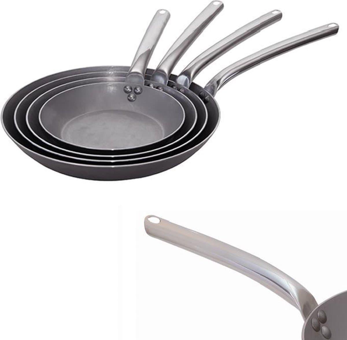 De Buyer Carbone Plus Koekenpan met Rvs Handvat - Ø 24cm - Plaatstaal