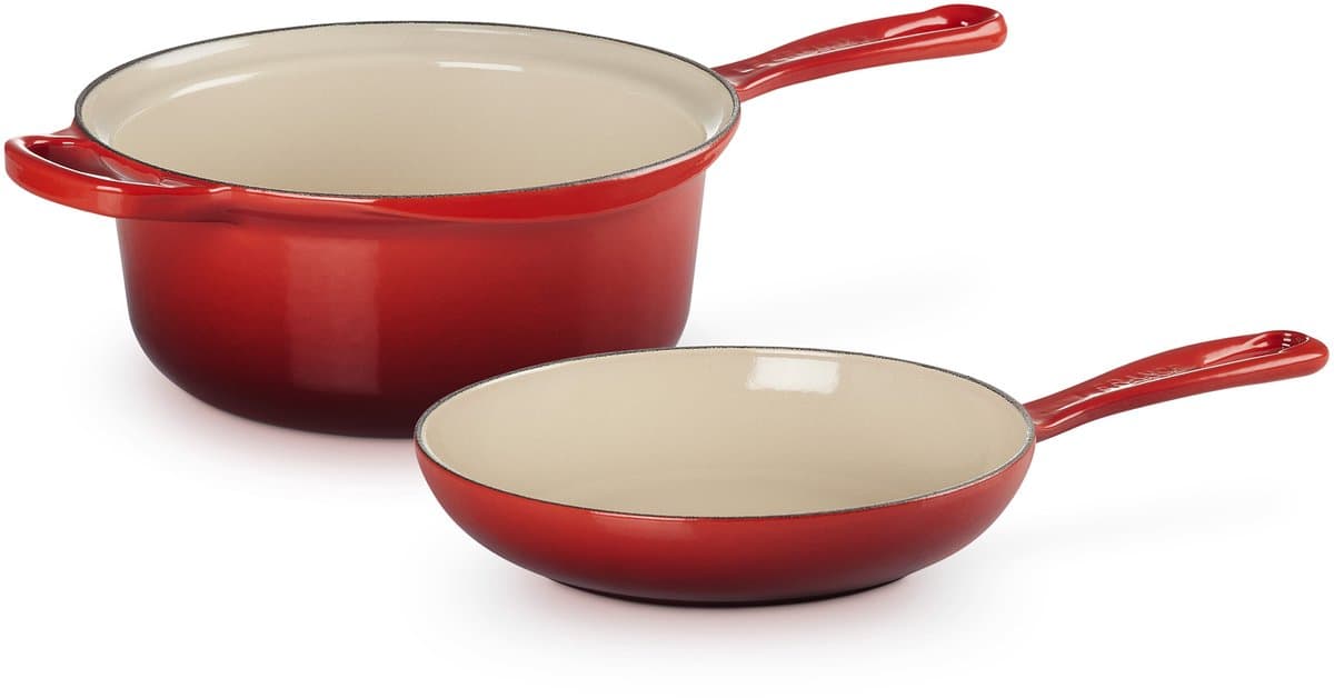 LE CREUSET - Gietijzer - 2-IN-1 Steelpan 22cm Kersenrood