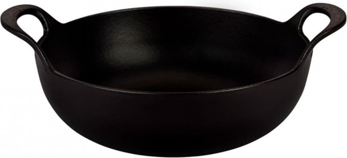 Le Creuset Wokpan / Balti Dish - Mat Zwart - ø 24 cm / 2.7 liter - geëmailleerde anti-aanbaklaag