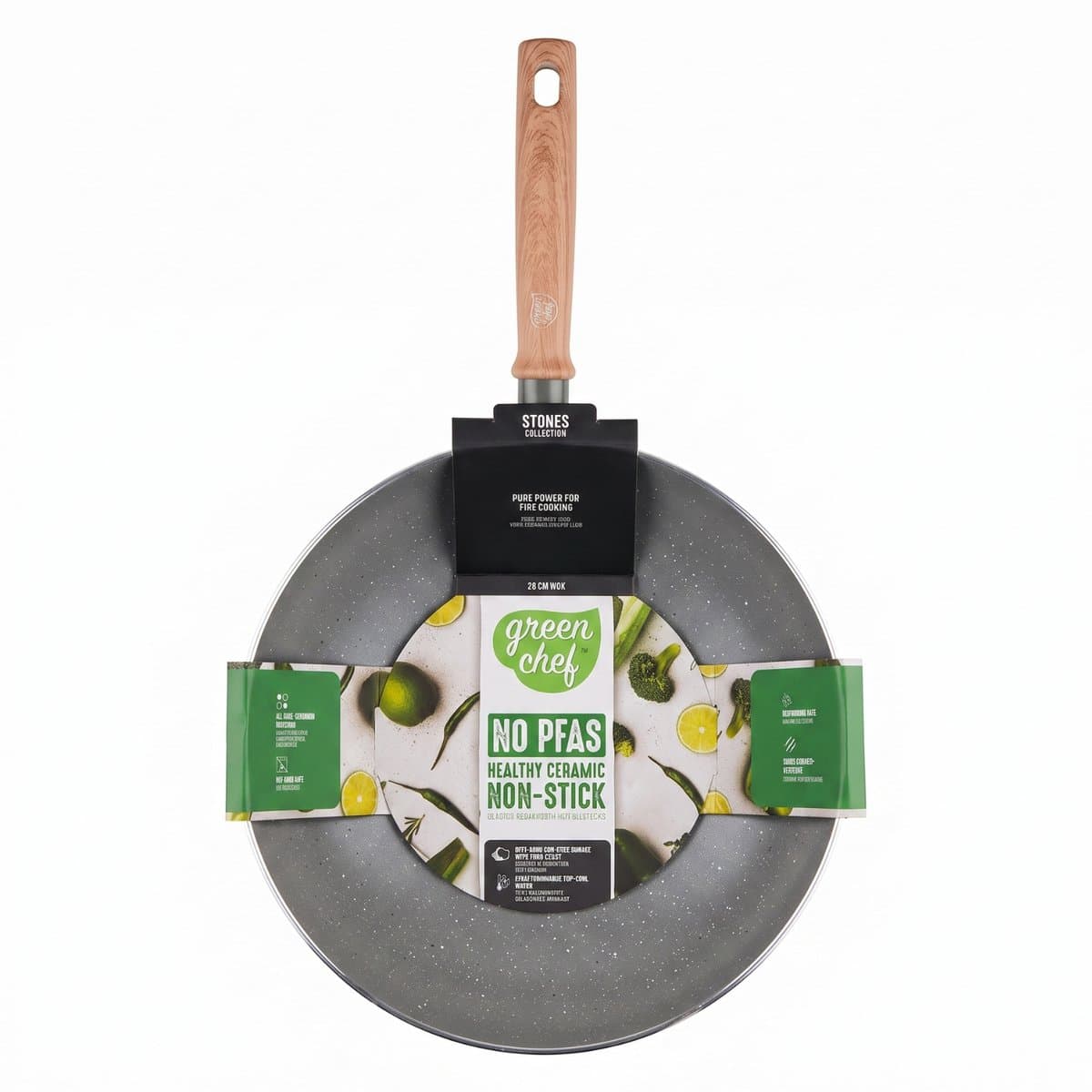 GreenChef - Stone Wokpan - 28 cm - Wokpan - Keramisch – Wokpan inductie - PFAS-vrije Antiaanbak - Pannen - Wokpan - voor Gezond Koken - Pan