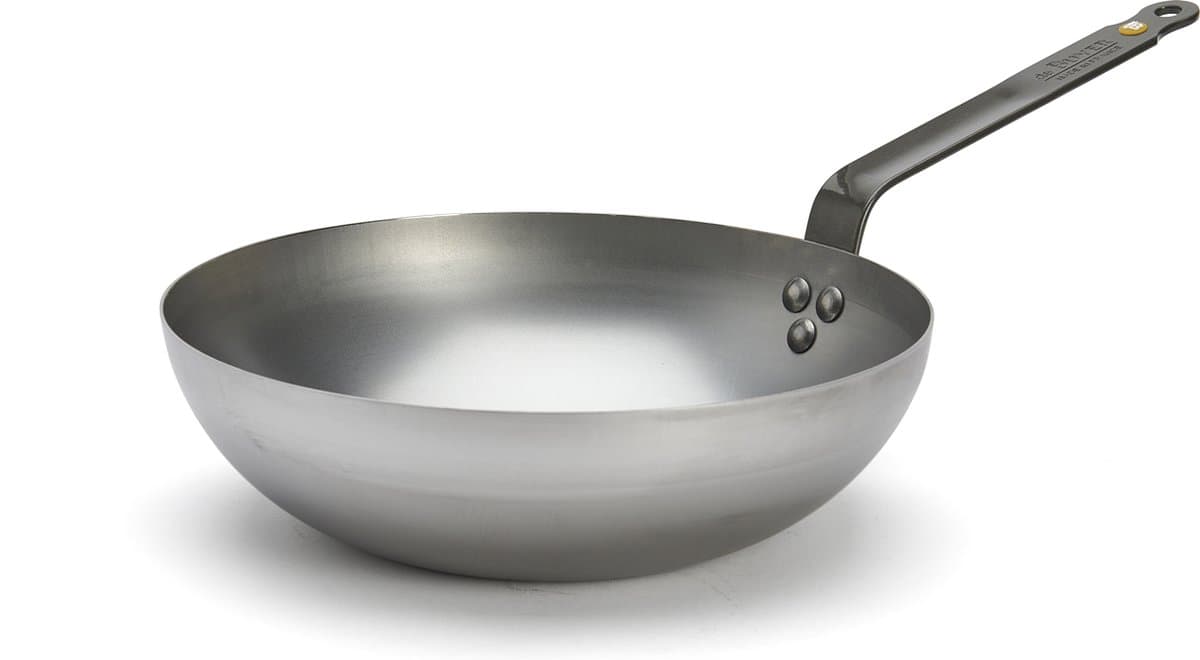 de Buyer Mineral B Wokpan 28 cm – Brede Bodem – Plaatstaal – PFAS-vrij – Geschikt voor Inductie – Made in France