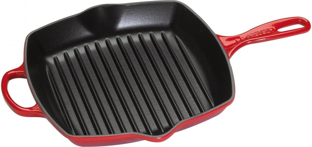 Le Creuset vierkante grillpan - 26 CM - Voor iedere warmte bron - Kersenrood