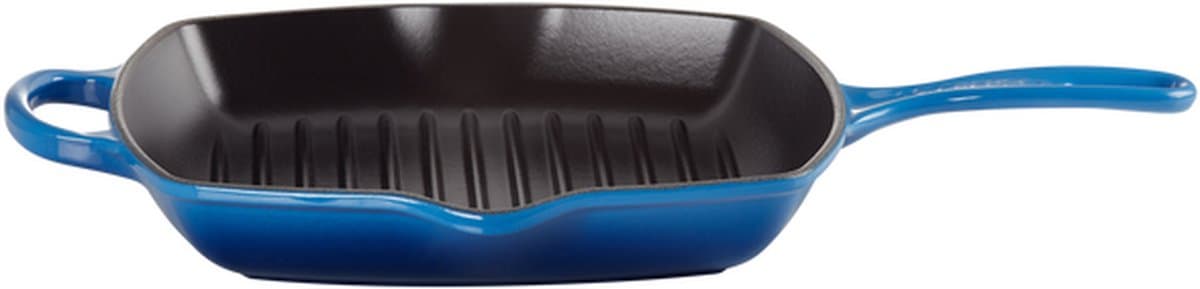 Le Creuset Grillpan Signature - Azure - 26 x 26 cm - Geëmailleerde Anti-aanbaklaag - Duurzaam, Vaatwasserbestendig en Perfect voor Gezond Grillen en Bakken