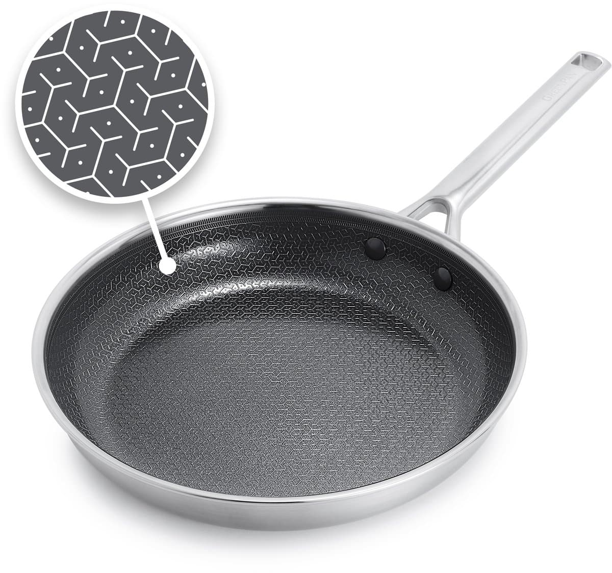 GreenPan Apex Koekenpan - 24cm - Honinggraat- Keramisch - PFAS-vrij - Inductie koekenpan - Ovenbestendig tot 220°C - Vaatwasserbestendig - RVS handgrepen – Roestvrijstaal
