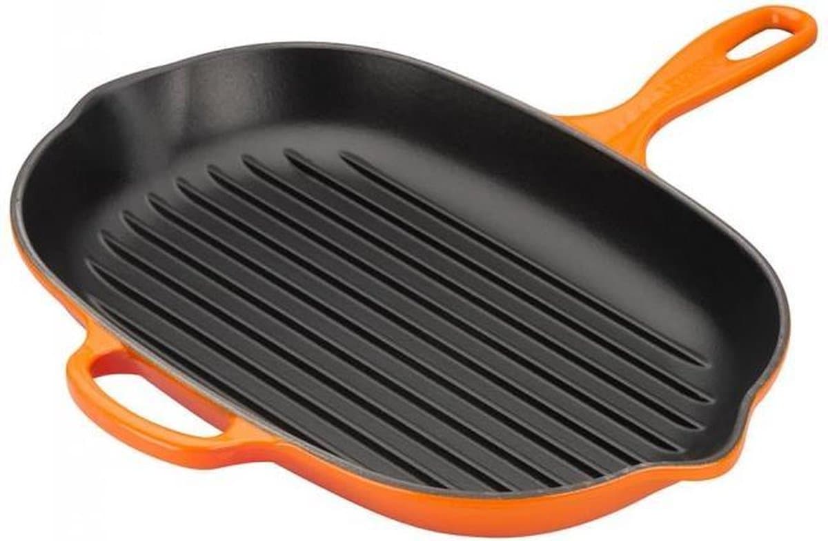Le Creuset Grillpan 32 cm Signature - Gietijzer - Inductie - Ovaal - Oranjerood