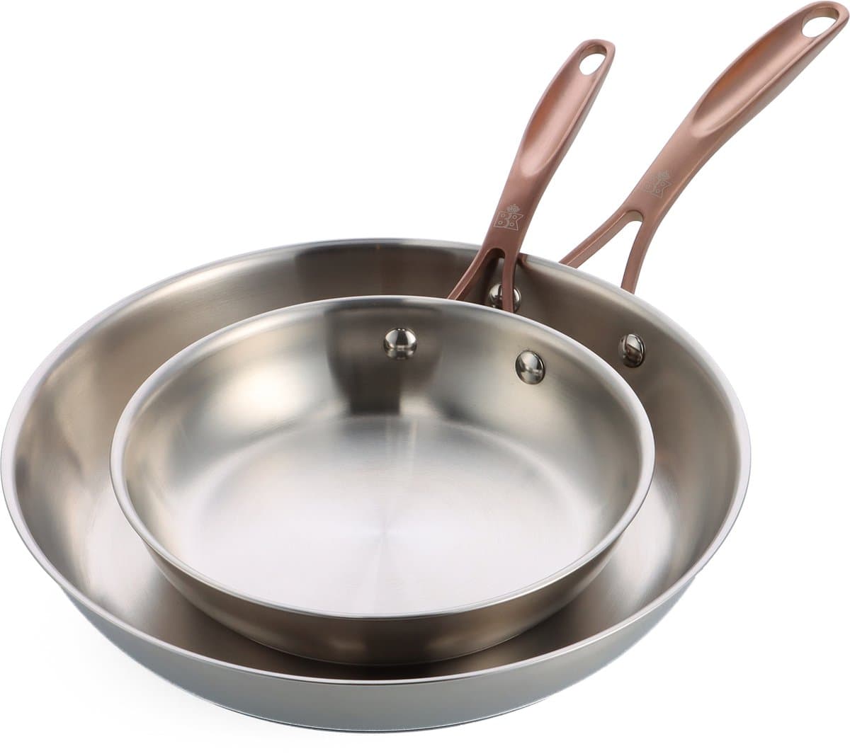 BK Rose Koekenpannenset 2-delig - 20/28cm - Zonder PFAS-vrije antikleeflaag - Koekenpan inductie - RVS bakpan - Ovenbestendig tot 200°C - Zilver