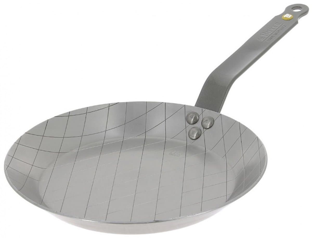 de Buyer Mineral B Steakpan 24 cm – Plaatstalen Grillpan – Natuurlijk Anti-aanbakeffect – Geschikt voor Inductie – PFAS-vrij