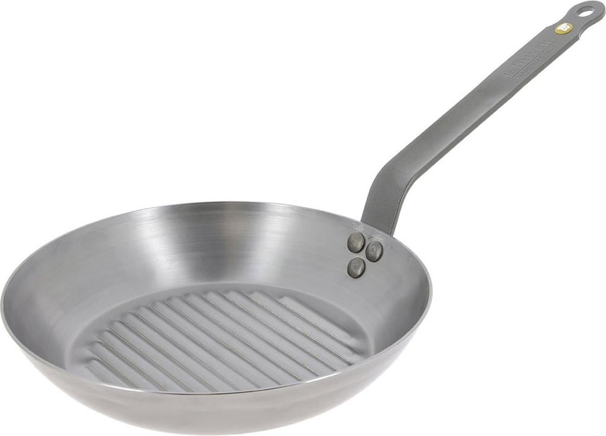 de Buyer Mineral B Grillpan 32 cm – Ronde Grillpan – Plaatstaal – PFAS-vrij – Geschikt voor Inductie – Made in France