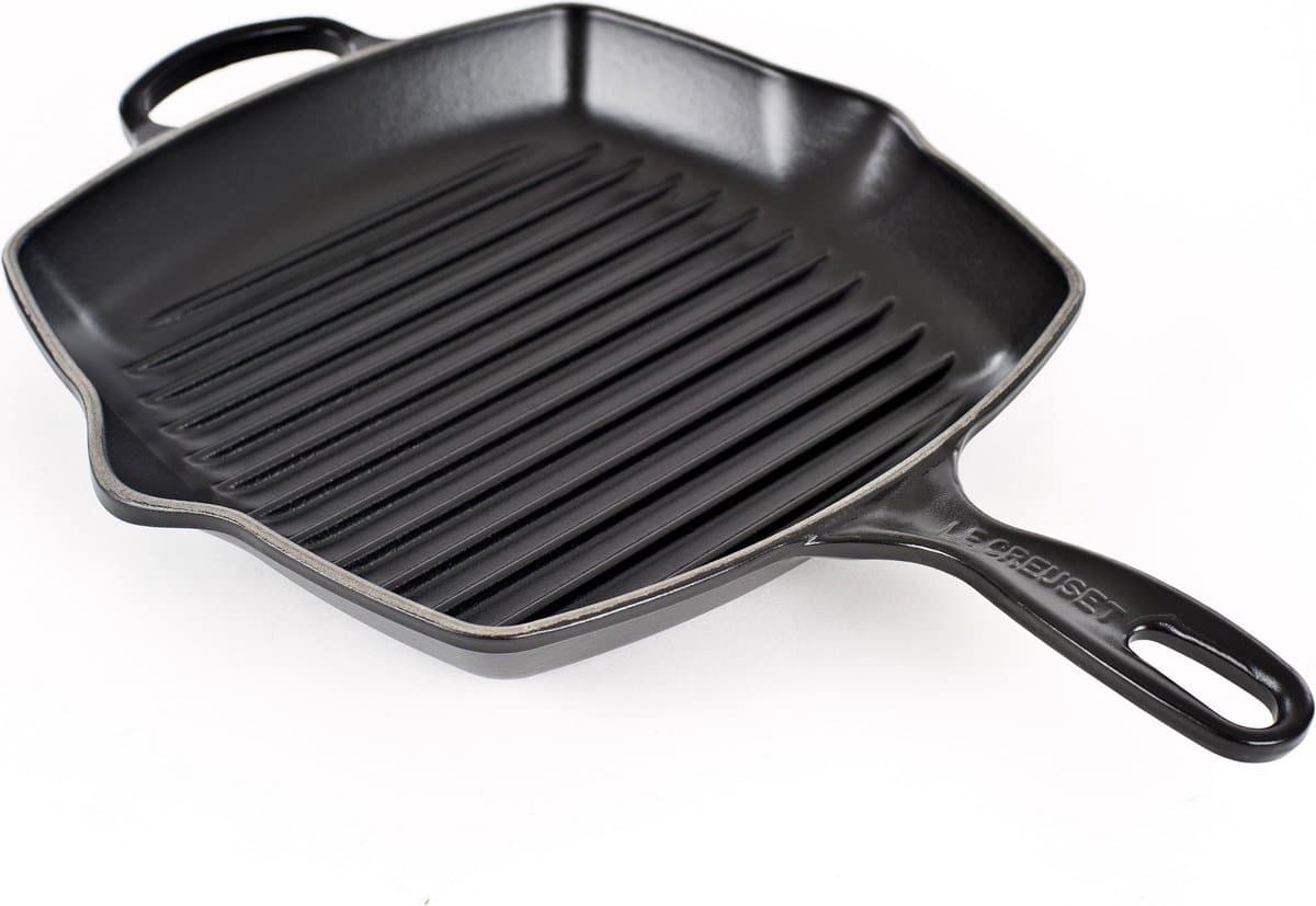 Le Creuset gietijzeren vierkante grillpan - 26cm - Mat Zwart