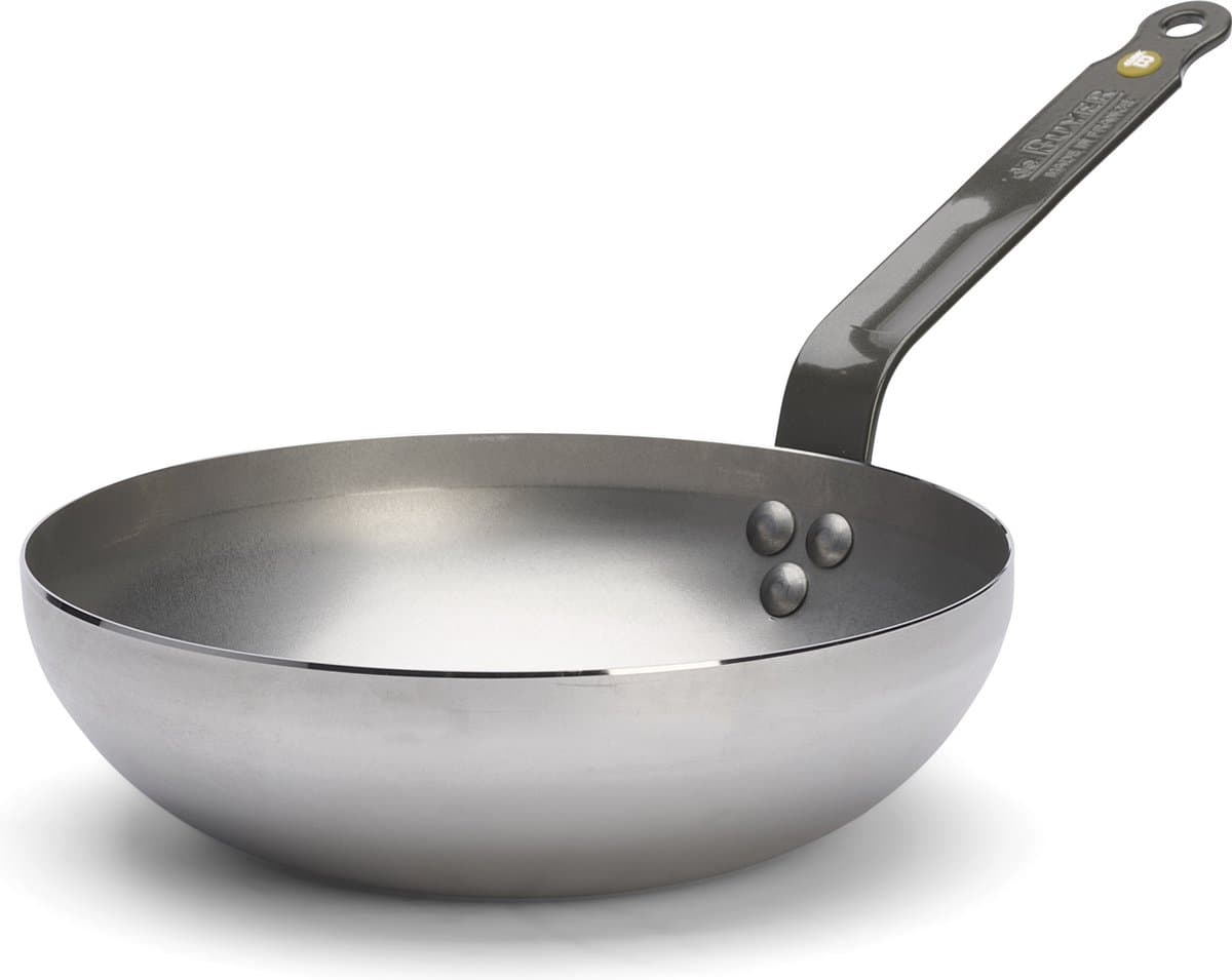de Buyer Mineral B Wokpan 24 cm – Brede Bodem – Plaatstaal – PFAS-vrij – Geschikt voor Alle Warmtebronnen incl. Inductie