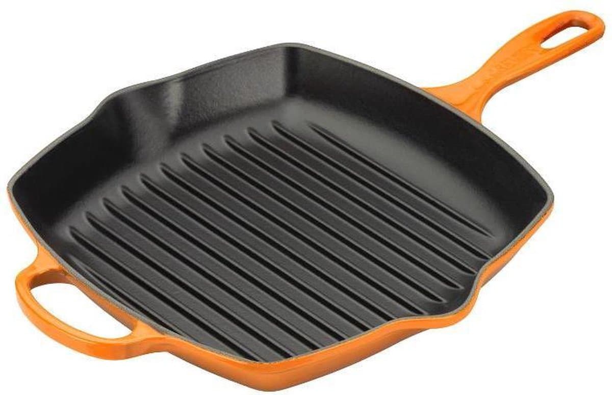 Le Creuset Grillpan Signature - Oranjerood - 26 x 26 cm - Geëmailleerde Anti-aanbaklaag - Geschikt voor Alle Warmtebronnen, inclusief Inductie - Vaatwasserbestendig - Levenslange Garantie