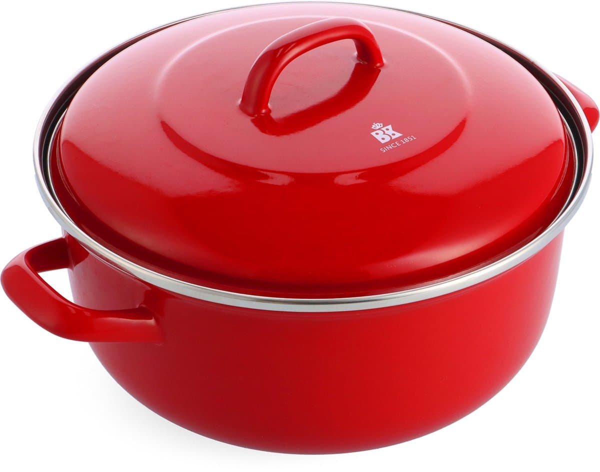 BK Magma Braadpan 26cm - 5.2l - Zonder PFAS-vrije antikleeflaag – Braadpan inductie - Geëmailleerd gietijzer – Ovenbestendig tot 260°C – Rood