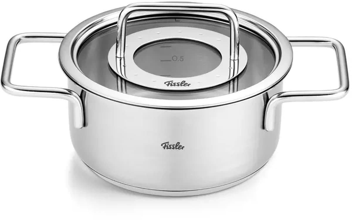 Fissler Pure Collection - Kookpan 16cm – RVS – Inclusief Glasdeksel – Geschikt voor alle warmtebronnen