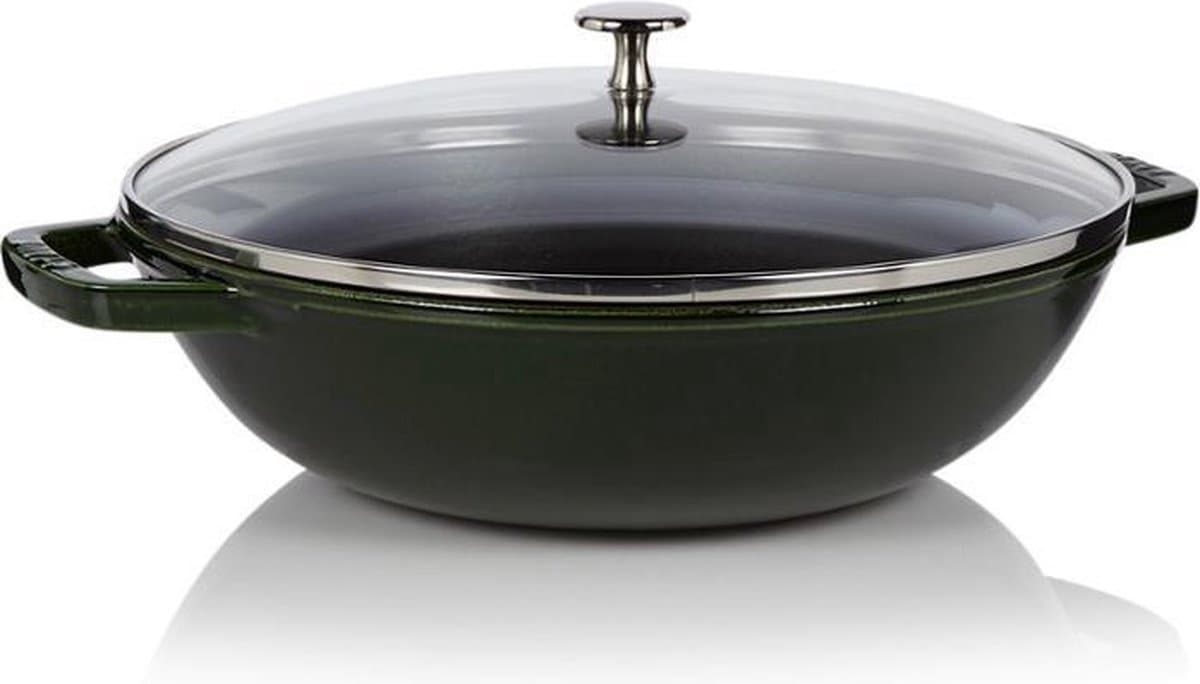 Staub Wokpan - Zwart - ø 30 cm / 4.4 liter - geëmailleerde anti-aanbaklaag