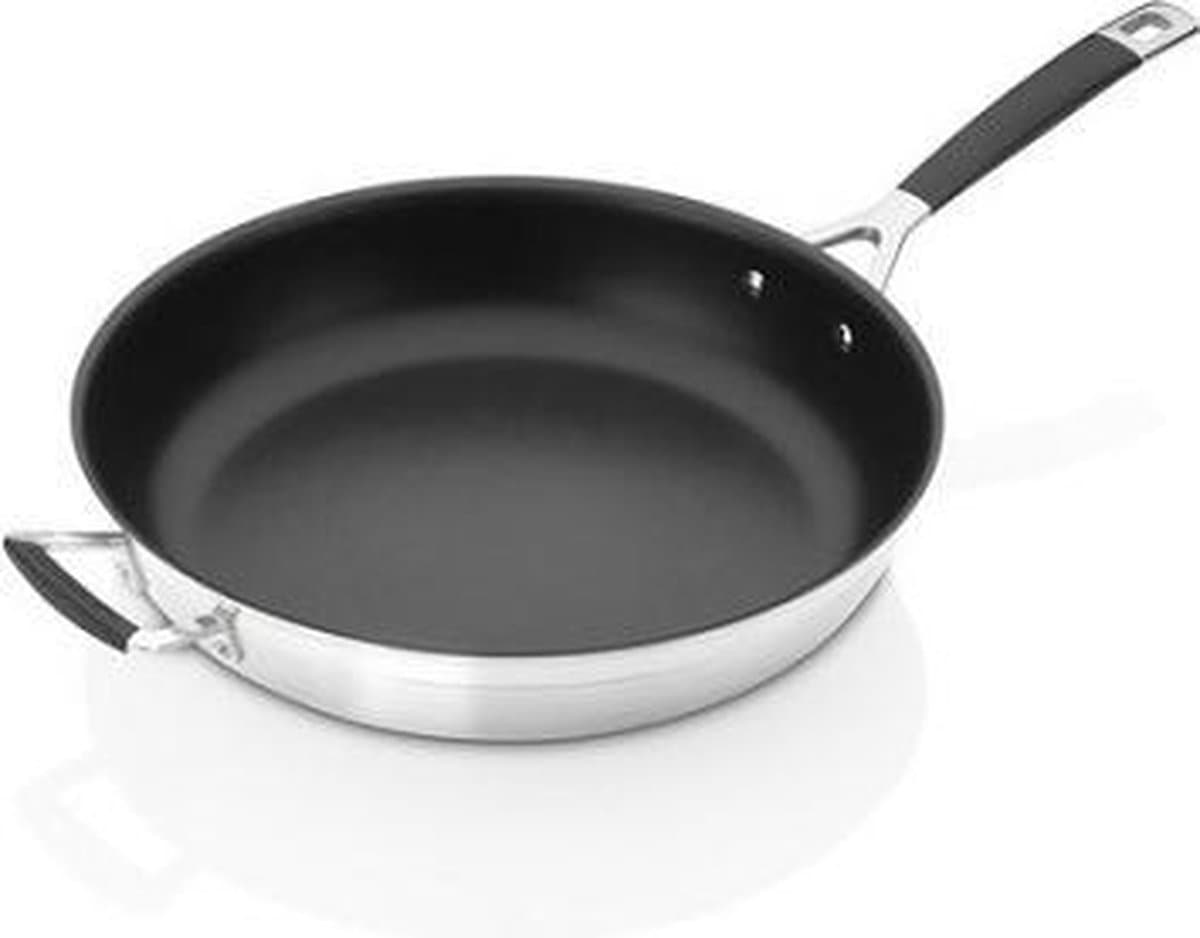 Le Creuset Koekenpan 32 cm - RVS- Anti aanbaklaag - Inductie - Extra Handvat