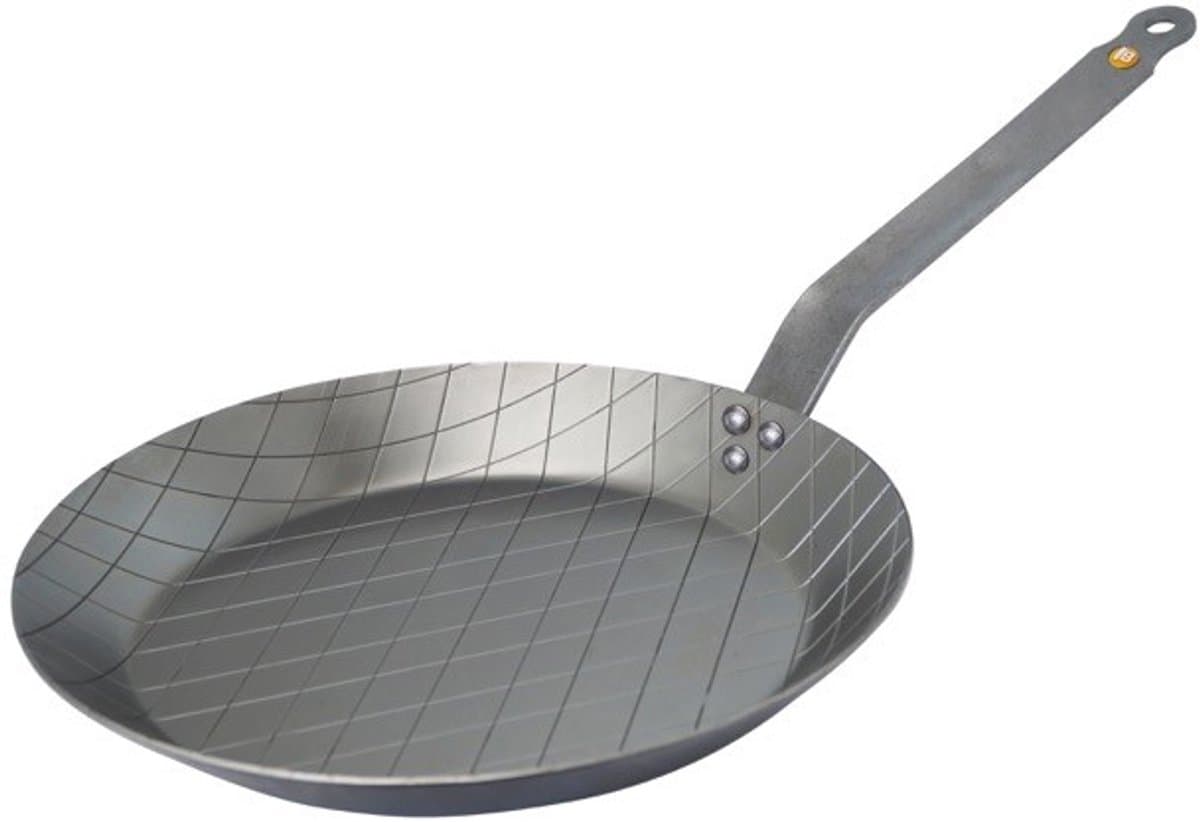 de Buyer Mineral B Steakpan 28 cm – Geribbelde Grillpan – Plaatstaal – PFAS-vrij