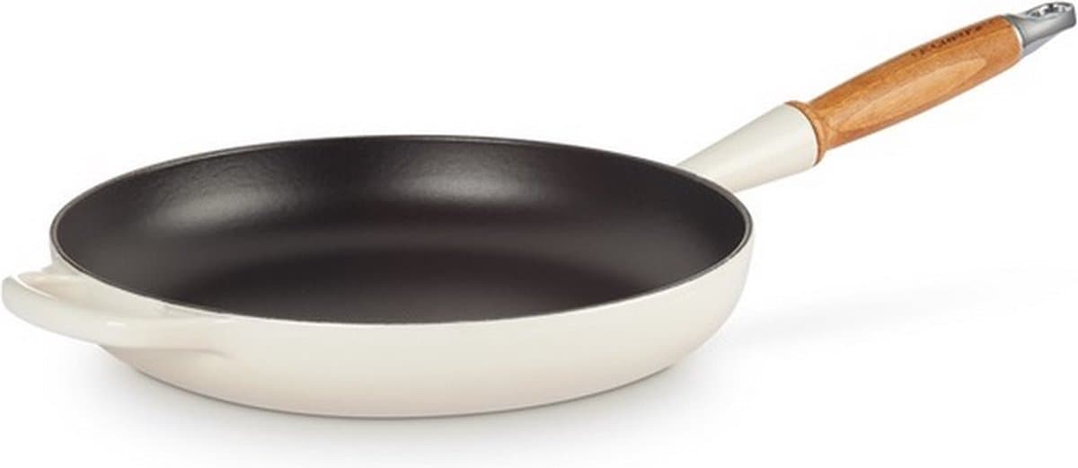 Le Creuset geëmailleerd gietijzeren Signature koekenpan met houten handvat - Ø 28 cm / 2,6liter - meringue