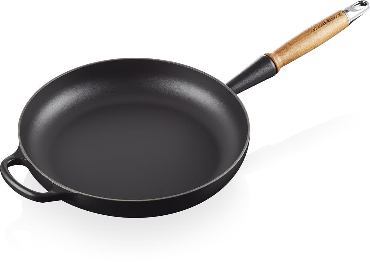 Le Creuset Signature Koekenpan met houten handvat Mat Zwart Ø 28cm 2,6L