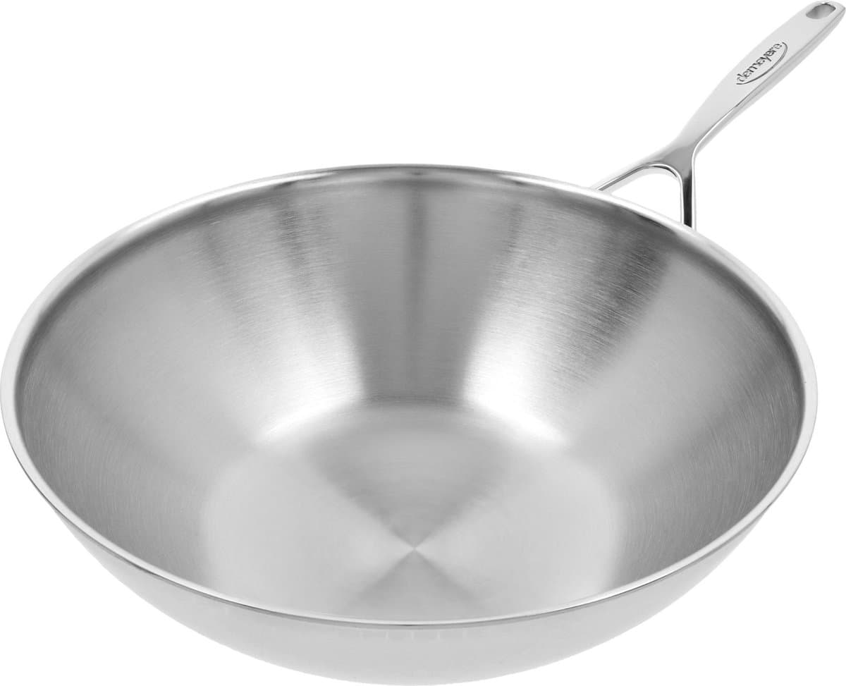 Demeyere 5-Plus RVS Wokpan - 30 cm Wok Uit Roestvrij Staal -Geschikt Voor Alle Warmtebronnen Inclusief Inductie - Duurzaam - Volledig PFAS- PFOA- en PTFE-vrij