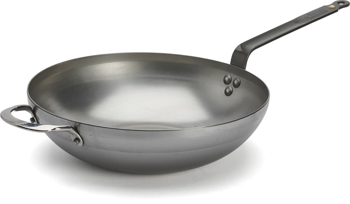 de Buyer Mineral B Wokpan 32 cm – Brede Bodem – Plaatstaal – PFAS-vrij – Geschikt voor Inductie – Made in France