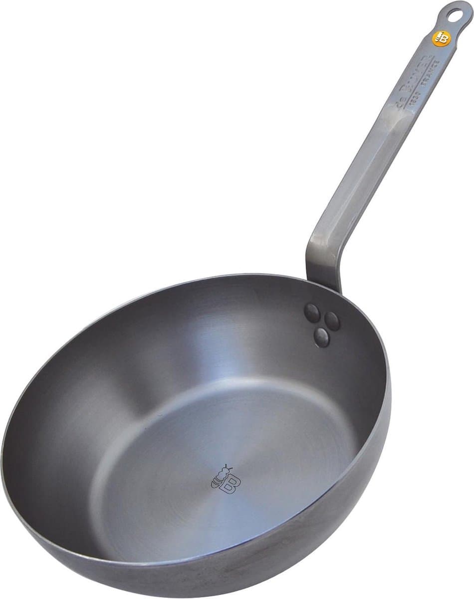 de Buyer Mineral B Hapjespan 24 cm – Plaatstaal – PFAS-vrij – Inclusief Hoge Rand – Geschikt voor Inductie – Made in France