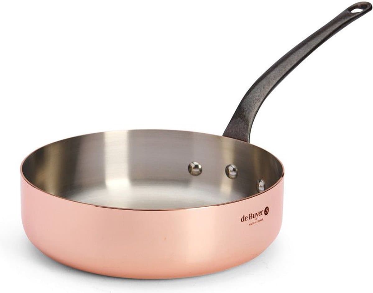 De Buyer Prima Matera Sauteer Pan - Gietijzeren Handvat - Ø 24cm - 90% Koper - 10% Rvs