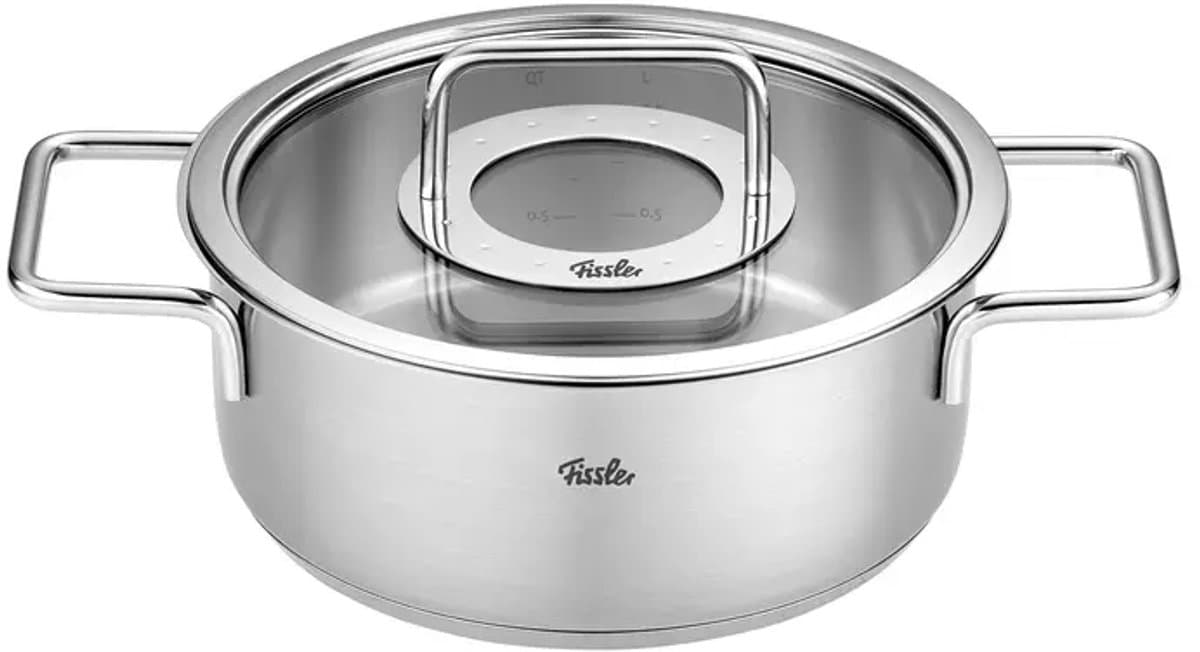 Fissler Pure Collection - RVS Kookpan Laag met Glasdeksel - 3.9 Liter - 24cm
