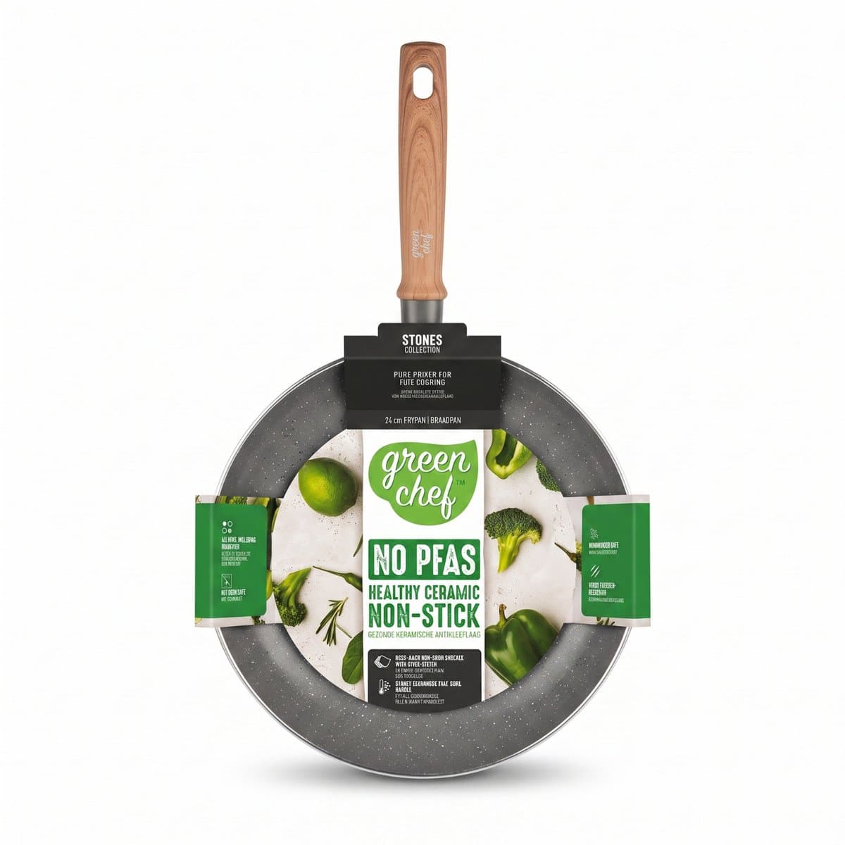 GreenChef - Stone Koekenpan - 24 cm - Braadpan - Keramisch – Koekenpan inductie - PFAS-vrije Antiaanbak - Pannen - Koekenpan - voor Gezond Koken - Pan