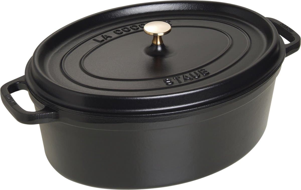 Staub Braadpan Ovaal Cocotte Zwart - ø 37 cm / 8 liter